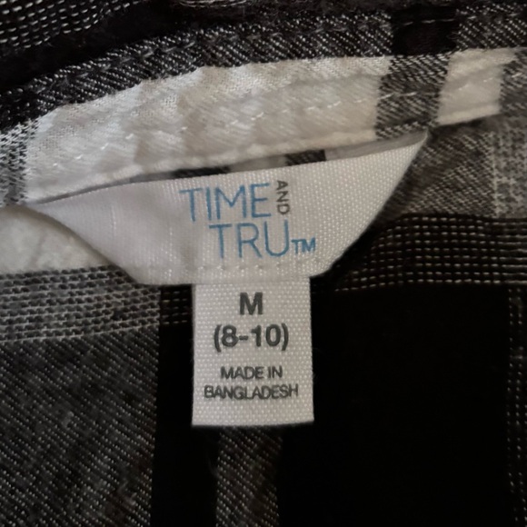 Time & And Tru Size Medium Flannel Shirt 42” Bust 33” Length Black White - Picture 5 of 6